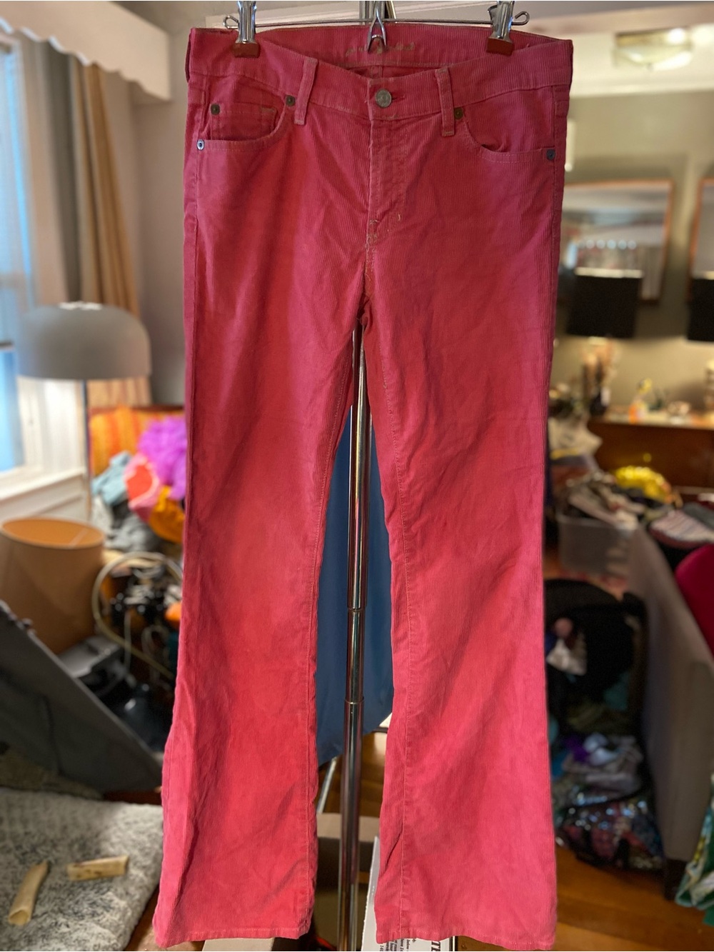 7 For All Mankind Coral Red Corduroy Pants